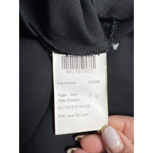 Piazza Sempione Size 42 Us Sz 6 Wool Blend Black Audrey Skinny Cropped Pants - Picture 4 of 7
